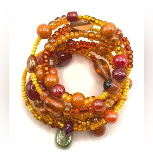 Multicolor Handcrafted Beaded Cuff Memory Wire Bracelet